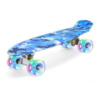 ERNAN Skateboard Complete 22 Inch Mini Cruiser, Rodamientos ABEC-7 y Ruedas 78A PU - para Niños, Adultos, Principiantes con Ruedas Light Up Complete Skateboard (Blues)