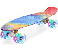 ERNAN Skateboard Complete 22 Inch Mini Cruiser, Rodamientos ABEC-7 y Ruedas 78A PU - para Niños, Adultos, Principiantes con Ruedas Light Up Complete Skateboard (Rainbow)
