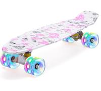 ERNAN Skateboard Complete 22 Inch Mini Cruiser, Rodamientos ABEC-7 y Ruedas 78A PU - para Niños, Adultos, Principiantes con Ruedas Light Up Complete Skateboard (Loving)