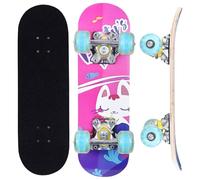 ERNAN Skateboard,Monopatín Completo Profesional de 17 x 5 Pulgadas,7 Capas Monopatín de Madera de Arce con Rodamiento ABEC-7 para Niño Niña (Pink Rabbit)
