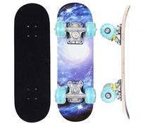 ERNAN Skateboard,Monopatín Completo Profesional de 17 x 5 Pulgadas,7 Capas Monopatín de Madera de Arce con Rodamiento ABEC-7 para Niño Niña (Whirlpool Starry Sky)