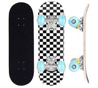 ERNAN Skateboard,Monopatín Completo Profesional de 17 x 5 Pulgadas,7 Capas Monopatín de Madera de Arce con Rodamiento ABEC-7 para Niño Niña (Black and White Check)