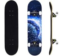 ERNAN Skateboard,Monopatín Completo Profesional de 31 x 8 Pulgadas,7 Capas Monopatín de Madera de Arce con Rodamiento ABEC-7 para Niño Niña/Adulto Principiante. (Moon)