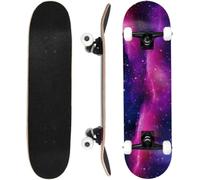 ERNAN Skateboard,Monopatín Completo Profesional de 31 x 8 Pulgadas,7 Capas Monopatín de Madera de Arce con Rodamiento ABEC-7 para Niño Niña/Adulto Principiante. (Purple Nebula)