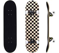 ERNAN Skateboard,Monopatín Completo Profesional de 31 x 8 Pulgadas,7 Capas Monopatín de Madera de Arce con Rodamiento ABEC-7 para Niño Niña/Adulto Principiante. (Wooden Plaid B)