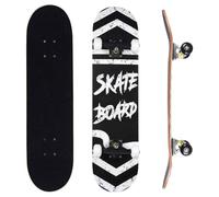 ERNAN Skateboard,Monopatín Completo Profesional de 31 x 8 Pulgadas,7 Capas Monopatín de Madera de Arce con Rodamiento ABEC-7 para Niño Niña/Adulto Principiante. (Black Stripes)