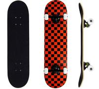 ERNAN Skateboard,Monopatín Completo Profesional de 31 x 8 Pulgadas,7 Capas Monopatín de Madera de Arce con Rodamiento ABEC-7 para Niño Niña/Adulto Principiante. (Black Red)