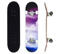 ERNAN Skateboard,Monopatín Completo Profesional de 31 x 8 Pulgadas,7 Capas Monopatín de Madera de Arce con Rodamiento ABEC-7 para Niño Niña/Adulto Principiante. (Cloud Mist Stlye)