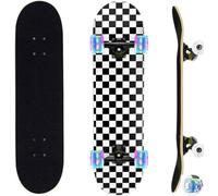 ERNAN Skateboard,Monopatín Completo Profesional de 31 x 8 Pulgadas,7 Capas Monopatín de Madera de Arce con Rodamiento ABEC-7 para Niño Niña/Adulto Principiante. (Black & White B)