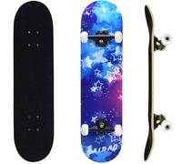 ERNAN Skateboard,Monopatín Completo Profesional de 31 x 8 Pulgadas,7 Capas Monopatín de Madera de Arce con Rodamiento ABEC-7 para Niño Niña/Adulto Principiante. (Starry Sky)