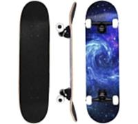 ERNAN Skateboard,Monopatín Completo Profesional de 31 x 8 Pulgadas,7 Capas Monopatín de Madera de Arce con Rodamiento ABEC-7 para Niño Niña/Adulto Principiante. (Blue Nebula)