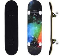 ERNAN Skateboard,Monopatín Completo Profesional de 31 x 8 Pulgadas,7 Capas Monopatín de Madera de Arce con Rodamiento ABEC-7 para Niño Niña/Adulto Principiante. (Rainbow Star)