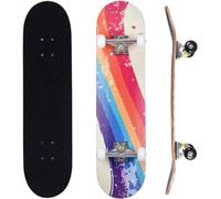 ERNAN Skateboard,Monopatín Completo Profesional de 31 x 8 Pulgadas,7 Capas Monopatín de Madera de Arce con Rodamiento ABEC-7 para Niño Niña/Adulto Principiante. (Rainbow Stripes)