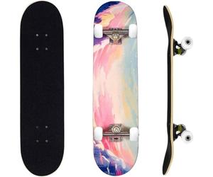 ERNAN Skateboard,Monopatín Completo Profesional de 31 x 8 Pulgadas,7 Capas Monopatín de Madera de Arce con Rodamiento ABEC-7 para Niño Niña/Adulto Principiante. (Pink Cloud)