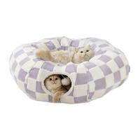 ERNAN Tubo Plegable Mascotas,Túnel para Gatos con 2 Formas,Cama para Túnel para Mascota, Conejos, Gatos y Perros, Interiores y Exteriores (Purple)