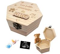 ERNESTINE Caja de recuerdos de bebé de madera personalizada con nombre, nombre regalo para embarazo, babyshower, cumpleaños, Navidad, bautizo, nacimiento decoración habitación bebé cubos