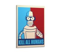 ERNGDFCV Futurama - Póster decorativo de anime, 4 pósteres de pared e impresión artística moderna para decoración de dormitorio familiar, 60 x 90 cm