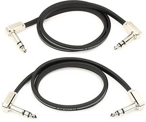Ernie Ball 24" Flat Ribbon Stereo Patch Cable 2-Pack, 2 unidades, 61 cm - Black
