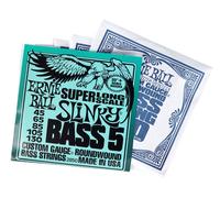 Ernie Ball Slinky P02850 - Cuerdas para bajo eléctrico de 5 cuerdas, escala superlarga, calibre 45-130