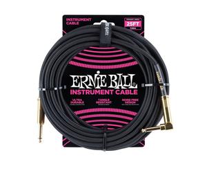 Ernie Ball 6058 25ft Straight-Angle Braided Instrument Cable Black