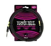 Ernie Ball Cable alargador de auriculares, 1/4 pulg a 3,5 mm, 3 m - Negro