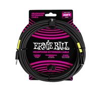 Ernie Ball Cable alargador de auriculares, 3,5 mm a 3,5 mm, 6,1 m - Negro