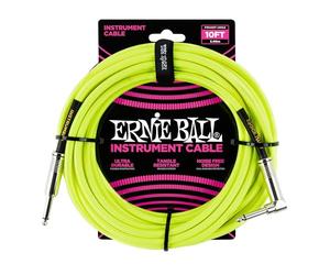 Ernie Ball Cable De Instrumento Trenzado Recto/Ángulo 10ft - Amarillo Neón