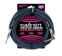 Ernie Ball 25 'Trenzado Straight / Angle Instrument Cable - Negro / Azul