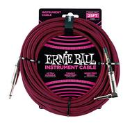 Ernie Ball Cable De Instrumento Trenzado Recto/Ángulo 25ft - Negro/Rojo