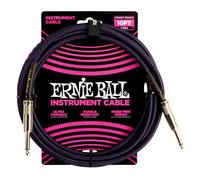 Ernie Ball Cable De Instrumento Trenzado Recto/Recto 10ft - Púrpura/Negro