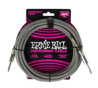 Ernie Ball Cable de Guitarra Trenzado, Recto/Recto, 5.4 m Silver Fox