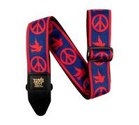 Ernie Ball - Correa para guitarra, jacquard, diseño con símbolo y paloma de la paz (Peace Love Dove), color rojo y azul
