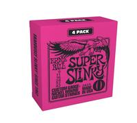 Ernie Ball Super Slinky - Cuerdas para guitarra eléctrica, entorchado de níquel, 4 paquetes, calibre 9-42