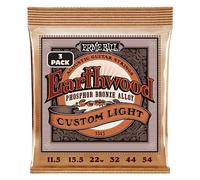 Ernie Ball Cuerdas acústicas Earthwood Custom Light Phosphor Bronze – Paquete de 3 (11.5-54)