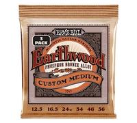 Ernie Ball Cuerdas guitarra acústica Earthwood Custom Medium Phosphor Bronze – Paquete 3 – 12.5-56