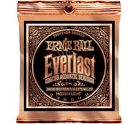 Ernie Ball Cuerdas para guitarra acústica Everlast Medium Light, bronce fosforado revestidas 12-54