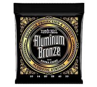 Ernie Ball Extra Light - Cuerdas para guitarra acústica, bronce y aluminio, calibre 10-50