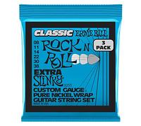 Ernie Ball Extra Slinky Classic Rock n' Roll Pure Nickel Electric Gtr Strings 3 Pack - 8-38 Gauge