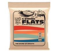 Ernie Ball Flatwound - Cuerdas para bajo eléctrico de 5 cuerdas, entorchado plano, calibre 45-130