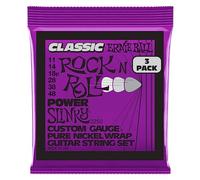 Ernie Ball Power Slinky Classic Rock n' Roll Pure Nickel Electric Gtr Strings 3 Pack - 11-48 Gauge