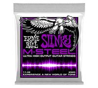 Ernie Ball Power Slinky M-Steel - Cuerdas para guitarra eléctrica, calibre 11-48