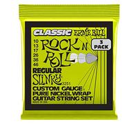 Ernie Ball Regular Slinky Classic Rock n Roll - Cuerdas para guitarra eléctrica, envoltura de níquel puro, 3 paquetes, calibre 10-46
