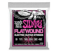 Ernie Ball Super Slinky Flatwound Cuerdas para guitarra eléctrica, Calibre 9 - 42