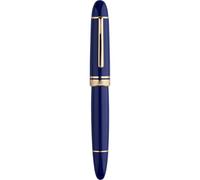 erofa Majohn P140 Pluma estilográfica N.º 8, plumín fino, sistema de pistón de latón, gran capacidad, acrílico azul, con caja