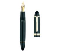 erofa Majohn P141 Piston NO.8 Pluma estilográfica de punta fina, resina verde con ventana de tinta, bolígrafo de regalo con caja, borde dorado