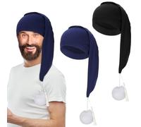 Erogeen 2 gorros de dormir para hombre, ajustable, con cordón ajustable, con pompón, para disfraz, suministros de fiesta diaria, Negro y azul marino, Taille unique