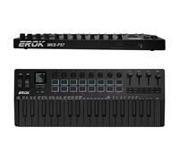 EROK Controlador de teclado midi de 37 teclas con 16 almohadillas de batería retroiluminadas, 8 perillas, integración DAW y arpegiador, equipo de producción musical y controlador de estudio (oscuro)