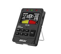 EROK Metrónomo y sintonizador digital recargable, todo en uno con salida de auriculares estéreo, contador de voz, apto para guitarra, bajo, violín, instrumentos de cuerda (negro)
