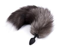 Erotic Artificial Foxtail Anal Plug Silicone Anal Plug Dildo with Foxtail Prostate G-spot Stimulation Anal Dilator SM Sexy Role Play Fetish Sex Toys For Women Men Beginners Couples(L)