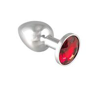 Erotic Fashion Analplug, Metall, Silber und Rot Metall 7,3 cm lang, 1er-Pack (1 x 1 unidades)